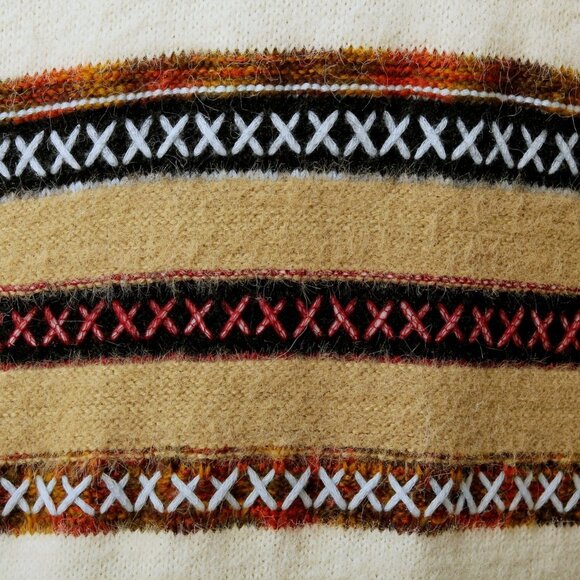 Janice Fair Isle Knit Striped Knee Length Cardigan Multicolors Women One Size - Picture 13 of 16